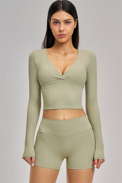 The Swoon Long Sleeve Crop top Shorts 2-Piece Set