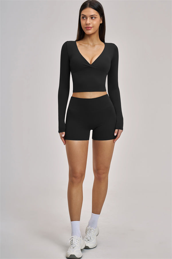 The Swoon Long Sleeve Crop top Shorts 2-Piece Set