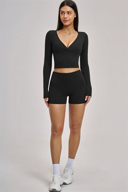 The Swoon Long Sleeve Crop top Shorts 2-Piece Set