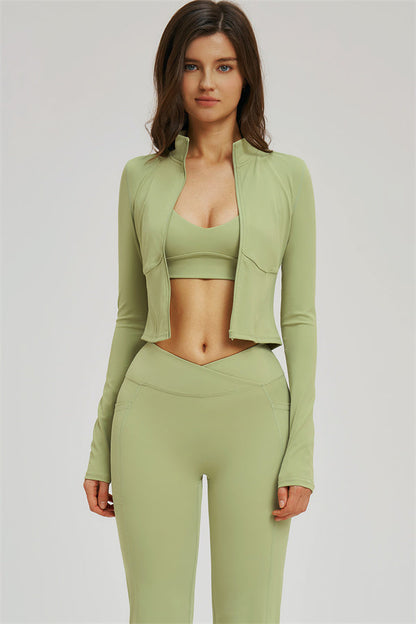 The Sizzle Zip Jacket Sports Bra Flared Leggings 3-Piece Set