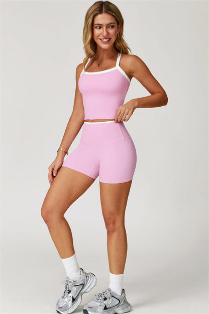 The Quest Cross Back Crop Top Shorts 2-Piece Set