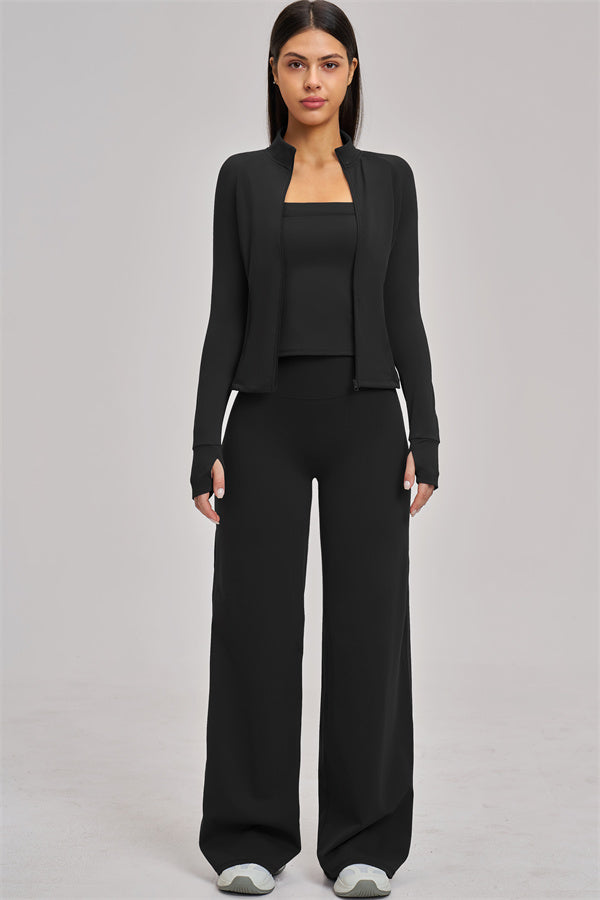 The Swoon Jacket Tank Top Flared Leggings 3-Piece Set