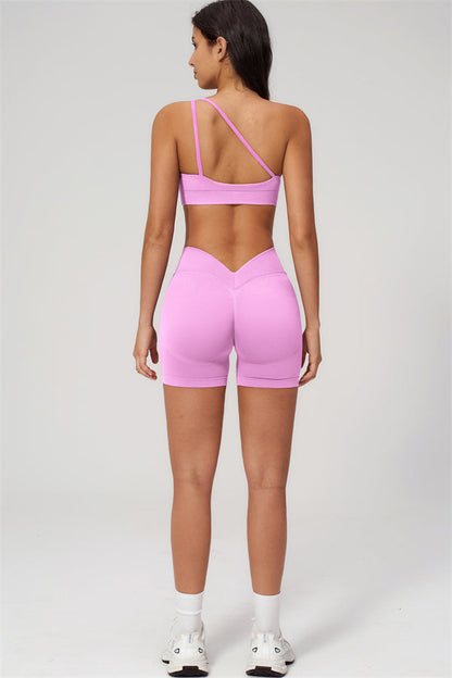 The Empower One-Shoulder Sports Bra Shorts 2-Piece Set