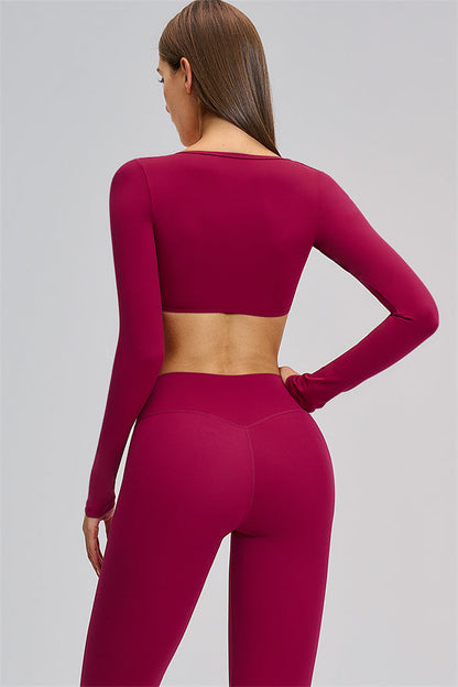 The Zestful Long Sleeve Crop Top Leggings 2-Piece Set