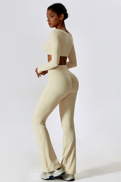 The Lily Belle Crop Top Flared Leggings 2-Piece Set