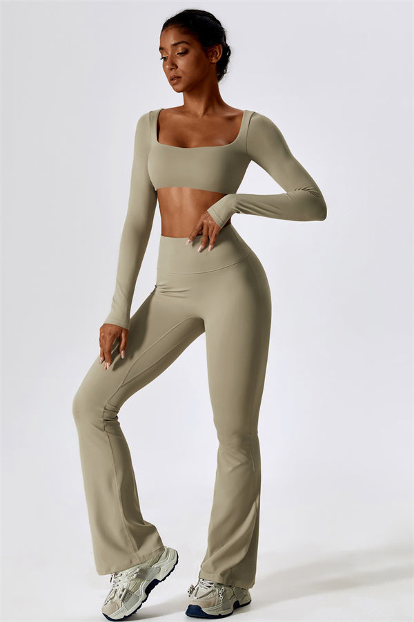 The Lily Belle Crop Top Flared Leggings 2-Piece Set