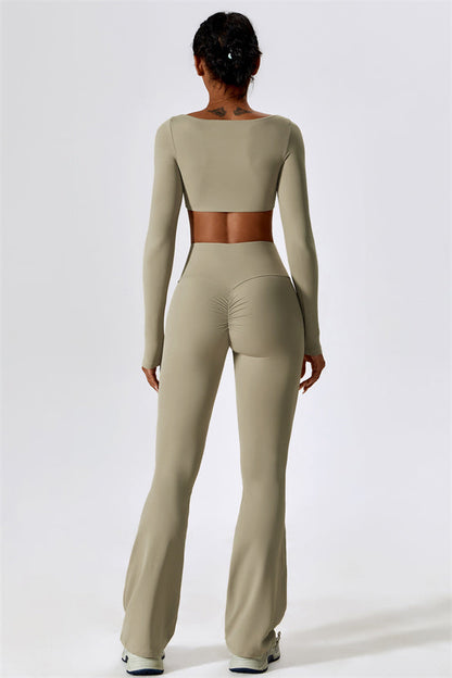 The Lily Belle Crop Top Flared Leggings 2-Piece Set