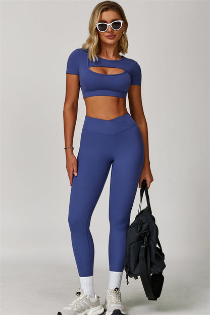 The Lavish Cut-out Crop Top Leggings 2-Piece Set