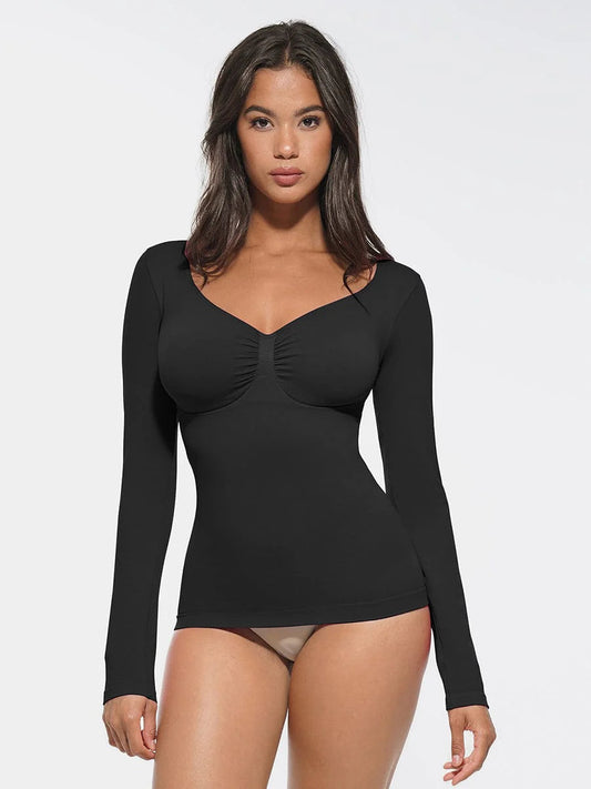 Seamless Diamond Neck Bust Support Waist And Tummy Control Shaping Top