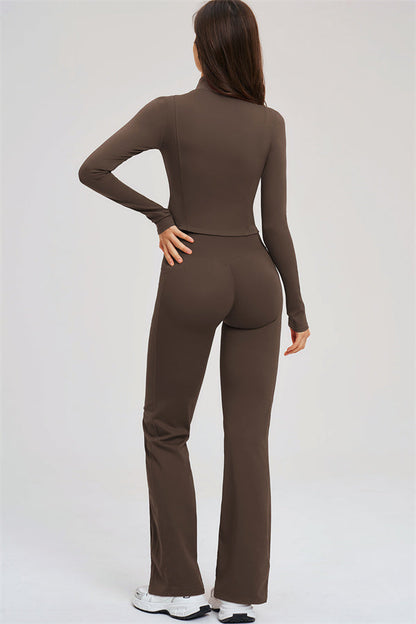 The Sizzle Zip Jacket Sports Bra Flared Leggings 3-Piece Set
