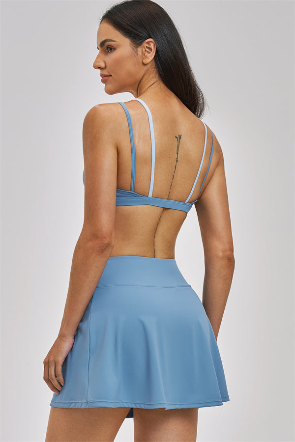 The Seraphine Layered V Sports Bra Skirt 2-Piece Set