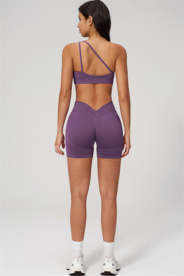 The Empower One-Shoulder Sports Bra Shorts 2-Piece Set