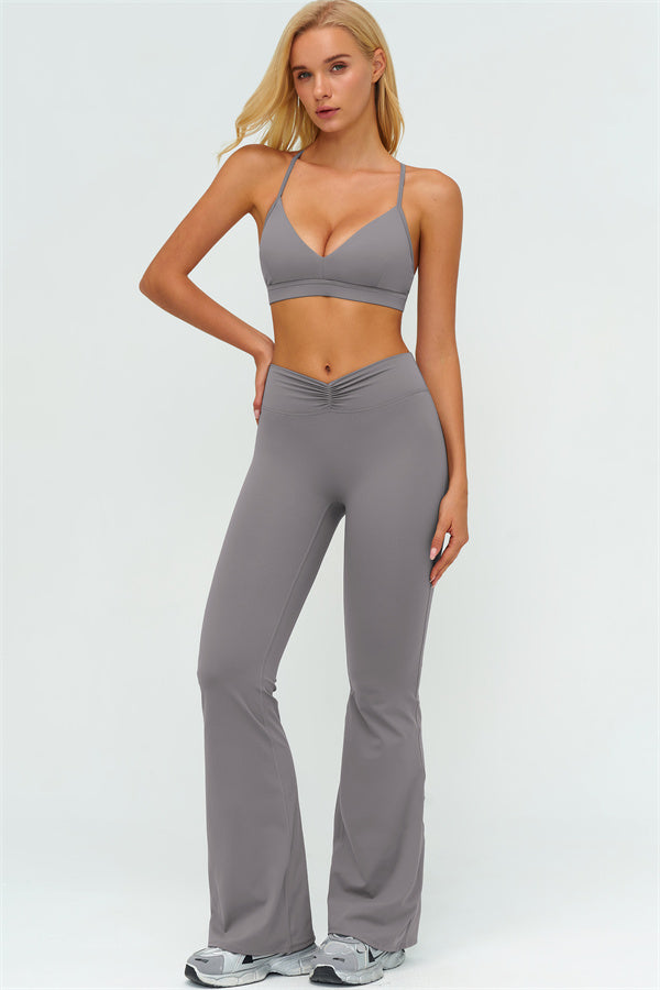 The Lushness Y-Back Sports Bra Flared Leggings 2-Piece Set
