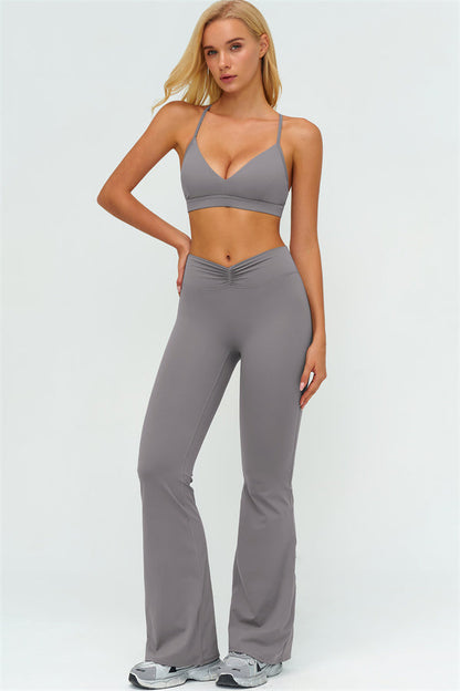 The Lushness Y-Back Sports Bra Flared Leggings 2-Piece Set