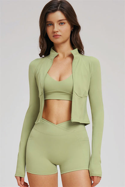 The Sizzle Zip Jacket Sports Bra Shorts 3-Piece Set