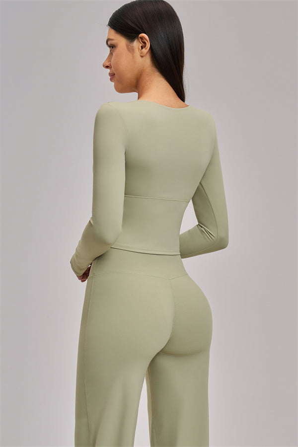 The Swoon Long Sleeve Crop top Flared Leggings 2-Piece Set