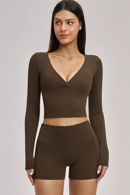 The Swoon Long Sleeve Crop top Shorts 2-Piece Set