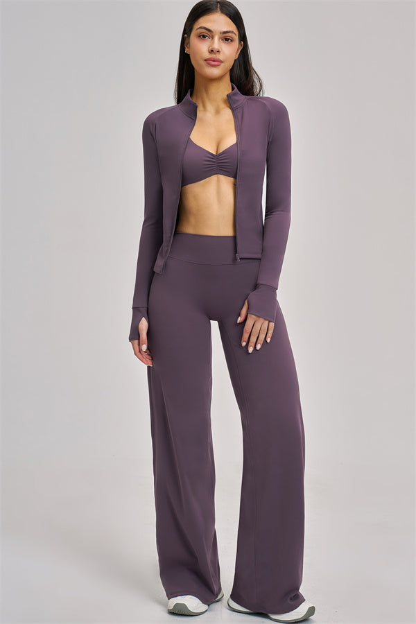 The Swoon Jacket Sports Bra Flared Leggings 3-Piece Set