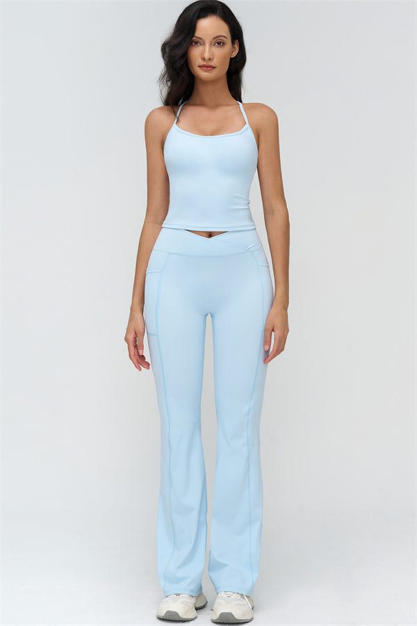 The BoldFit Crop Top Flared Leggings 2-Piece Set