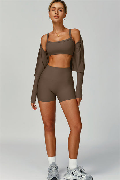 The Burst Jacket Sports Bra Shorts 3-Piece Set
