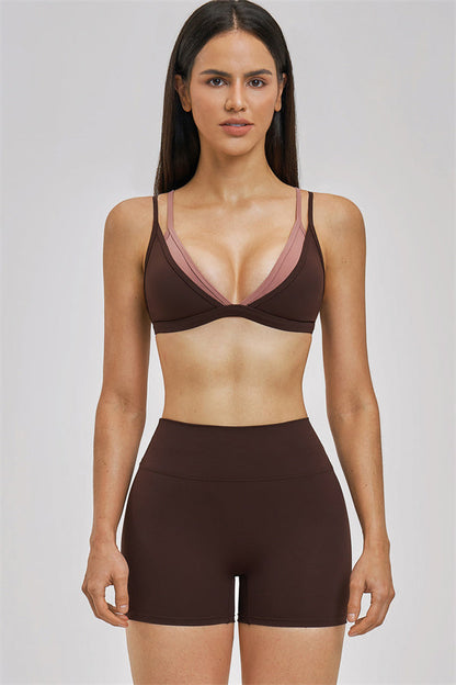 The New Seraphine Layered V Sports Bra Shorts 2-Piece Set