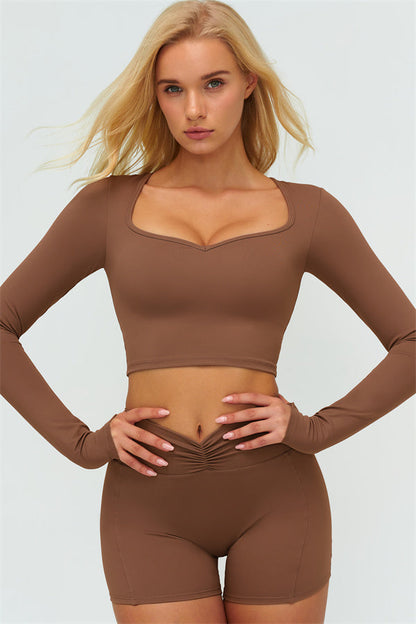 The Lushness Long Sleeve Crop top Shorts 2-Piece Set