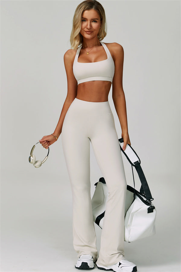 The Bold Halter Sports Bra Flared Leggings 2-Piece Set