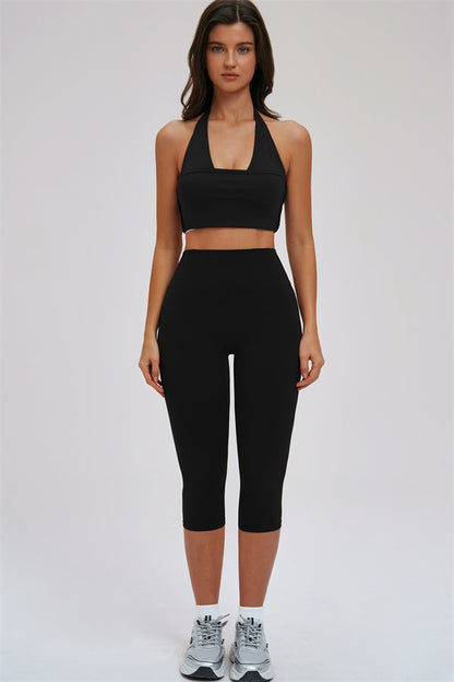 The Twirl Halter Tank Top Capri Leggings 2-Piece Set