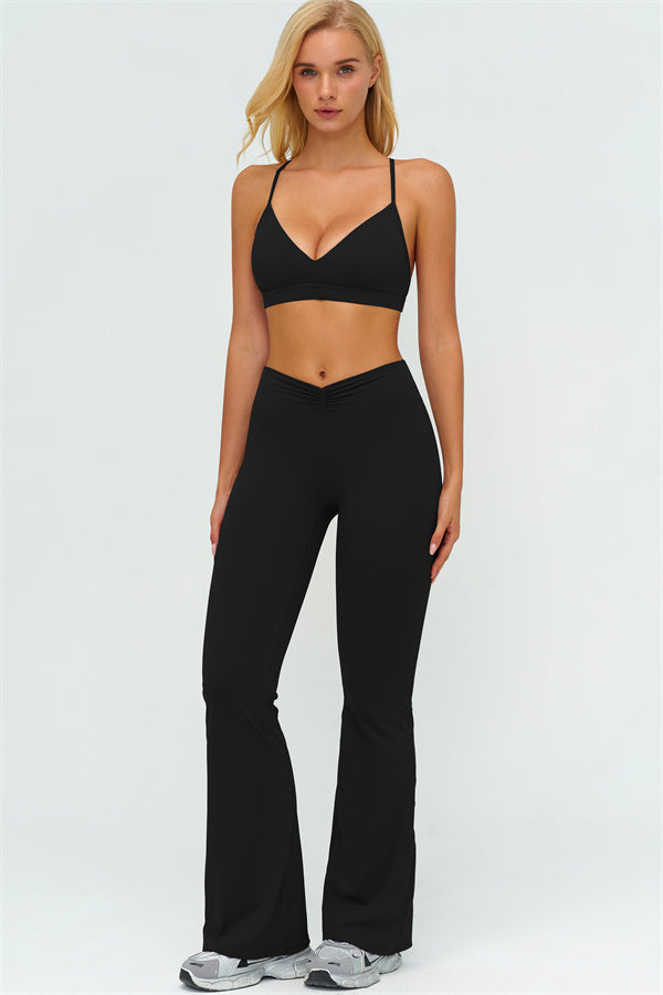 The Lushness Y-Back Sports Bra Flared Leggings 2-Piece Set