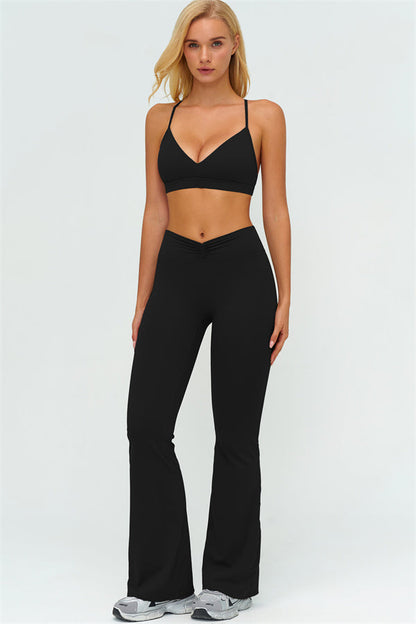 The Lushness Y-Back Sports Bra Flared Leggings 2-Piece Set