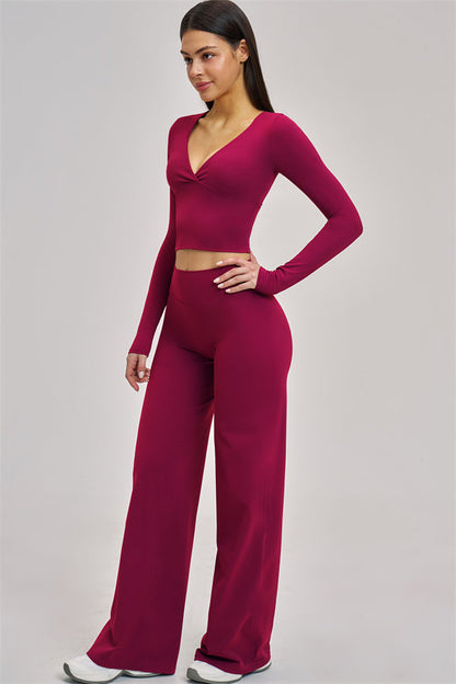 The Swoon Long Sleeve Crop top Flared Leggings 2-Piece Set