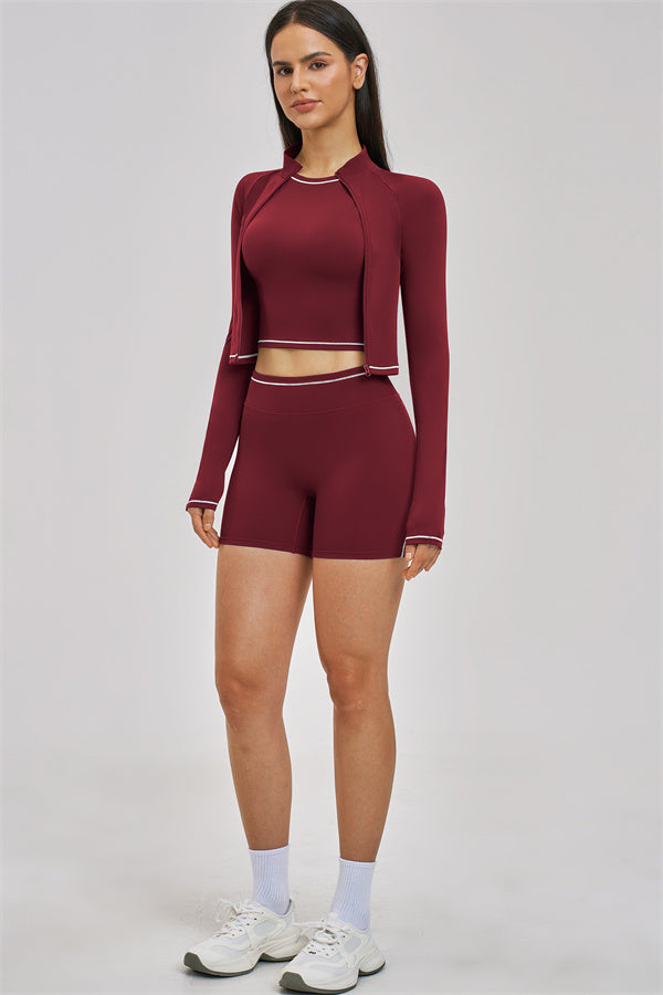 The Unbound Jacket Crop Top Shorts 3-Piece Set