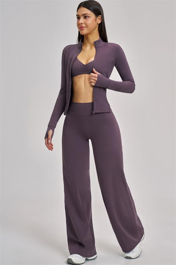 The Swoon Jacket Sports Bra Flared Leggings 3-Piece Set