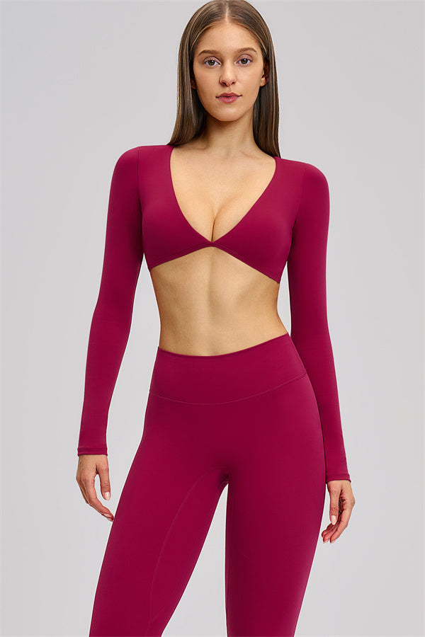 The Zestful Long Sleeve Crop Top Leggings 2-Piece Set