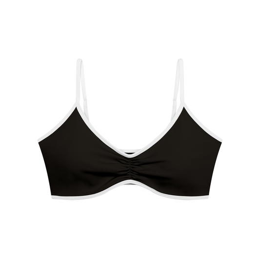 Loki & Ivy Color Block Ruched V-Neck Sports Bra