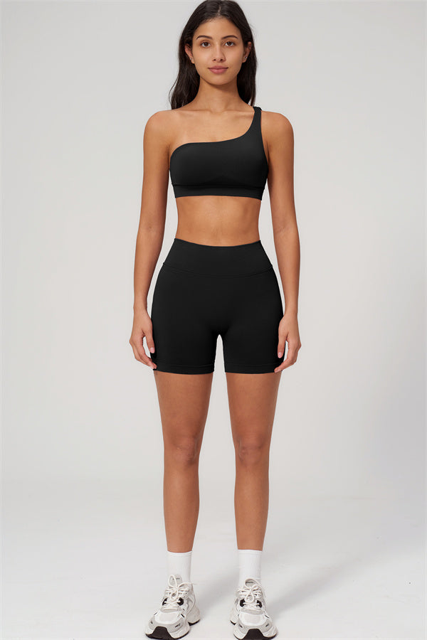 The Empower One-Shoulder Sports Bra Shorts 2-Piece Set