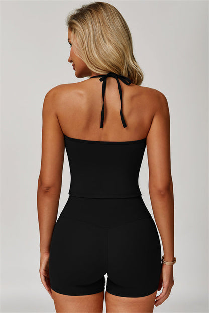 The Surge Halter Crop Top Shorts 2-Piece Set