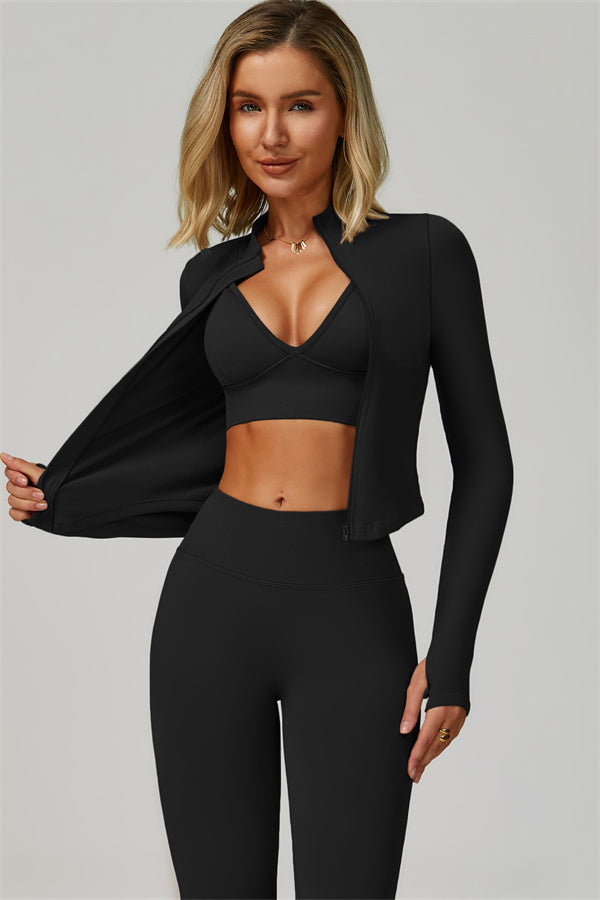 The Empower Jacket Sports Bra Leggings 3-Piece Set