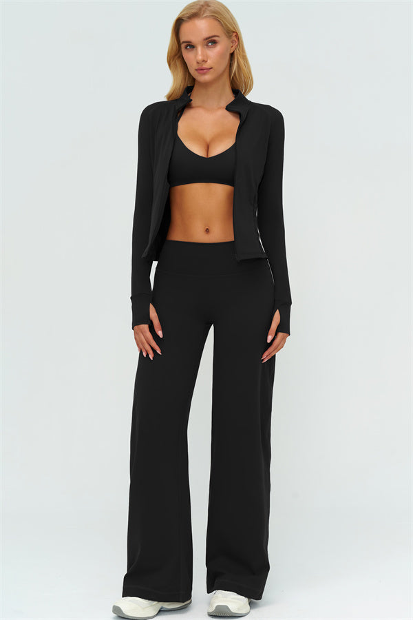 The Twirl Zip Jacket Sports Bra New Straight Leg Pants 3-Piece Set