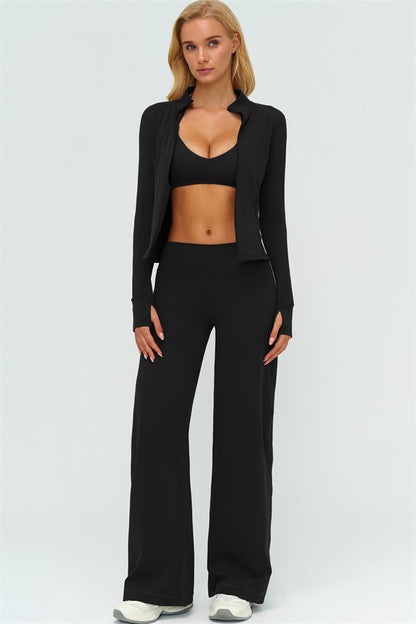 The Twirl Zip Jacket Sports Bra New Straight Leg Pants 3-Piece Set