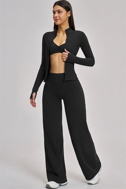 The Swoon Jacket Sports Bra Flared Leggings 3-Piece Set