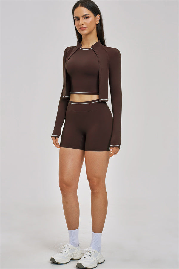 The Unbound Jacket Crop Top Shorts 3-Piece Set