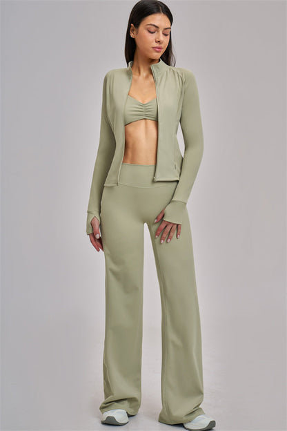 The Swoon Jacket Sports Bra Flared Leggings 3-Piece Set