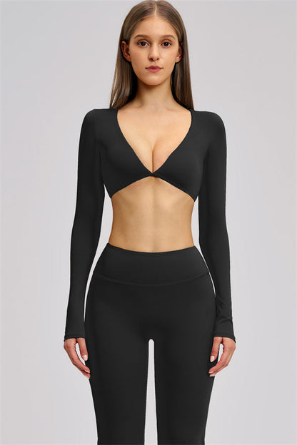 The Zestful Long Sleeve Crop Top Leggings 2-Piece Set