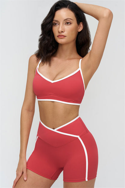 The Crave Contrast Sports Bra Shorts 2-Piece Set