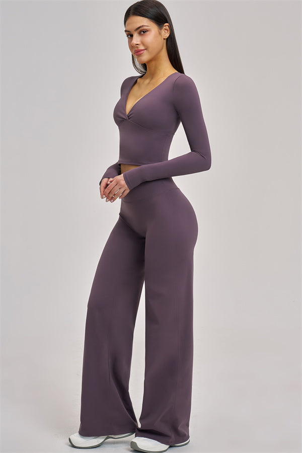 The Swoon Long Sleeve Crop top Flared Leggings 2-Piece Set