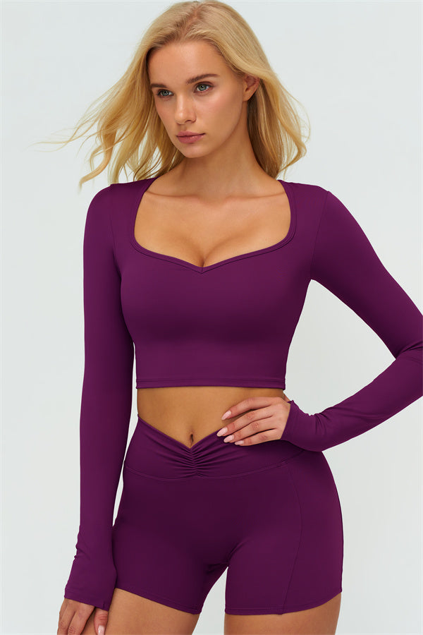 The Lushness Long Sleeve Crop top Shorts 2-Piece Set