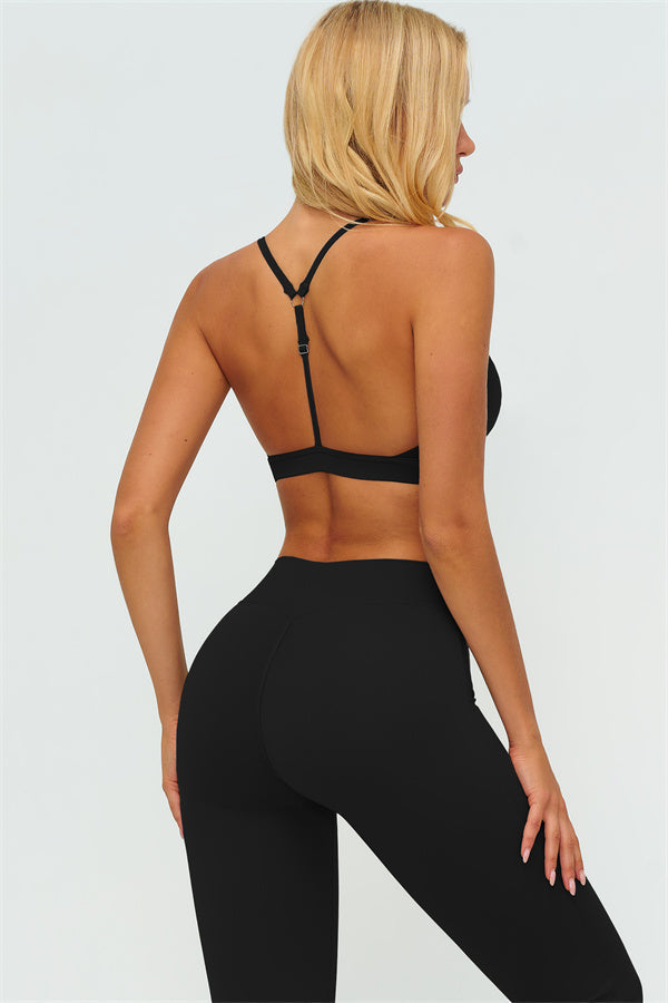 The Lushness Y-Back Sports Bra Flared Leggings 2-Piece Set