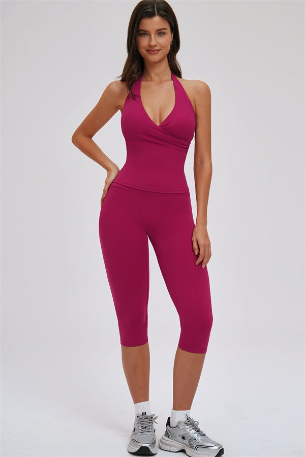 The Twirl Halter Tank Top Capri Leggings 2-Piece Set
