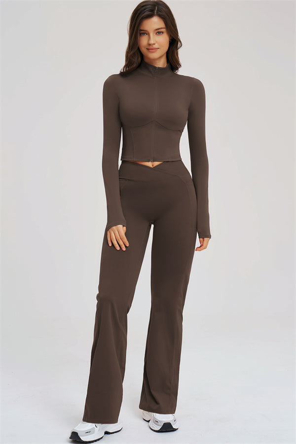 The Sizzle Zip Jacket Flared Leggings 2-Piece Set